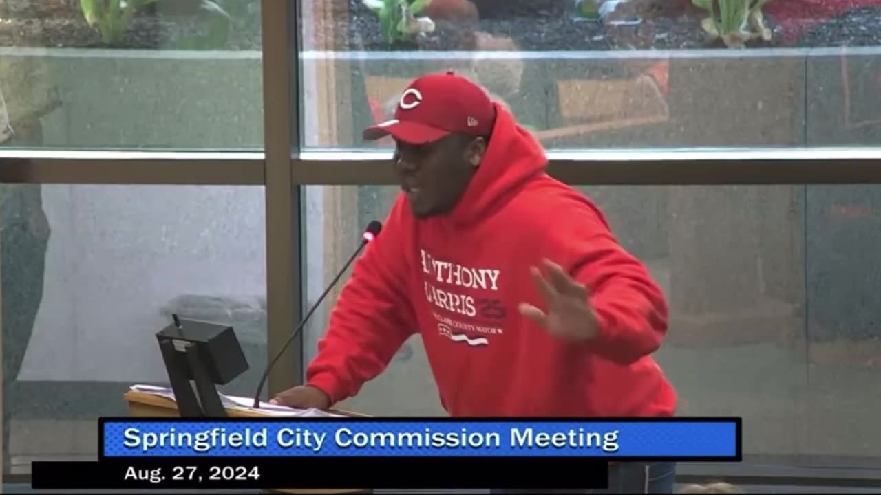 Streamer at Springfield Ohio Commission Meeting. "They flipping cars in the street"