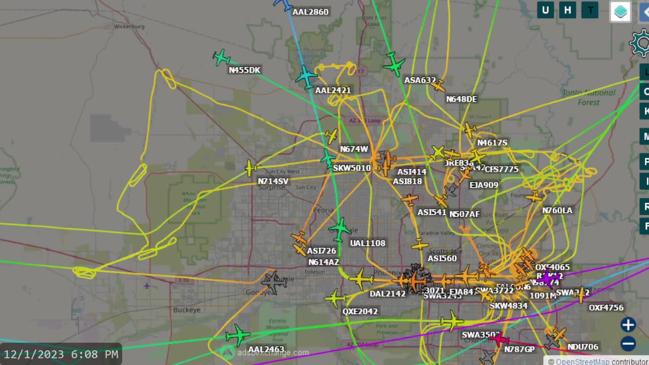 How did you sleep last night - Phoenix Arizona Airplane Traffic Time Lapse for Dec 1st night