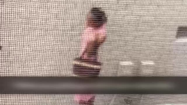 Woman Sneaks Out Through Window