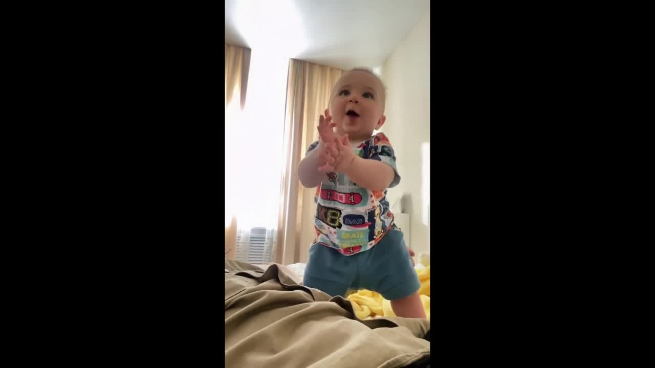 cute baby playing