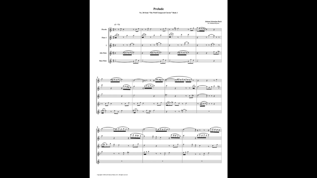 J.S. Bach - Well-Tempered Clavier: Part 1 - Prelude 20 (Flute Quintet)