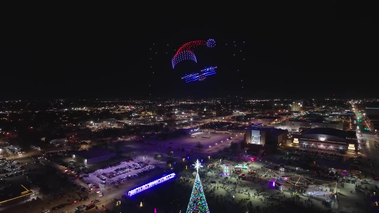 Drone Christmas Show Above America's Tallest Christmas Tree