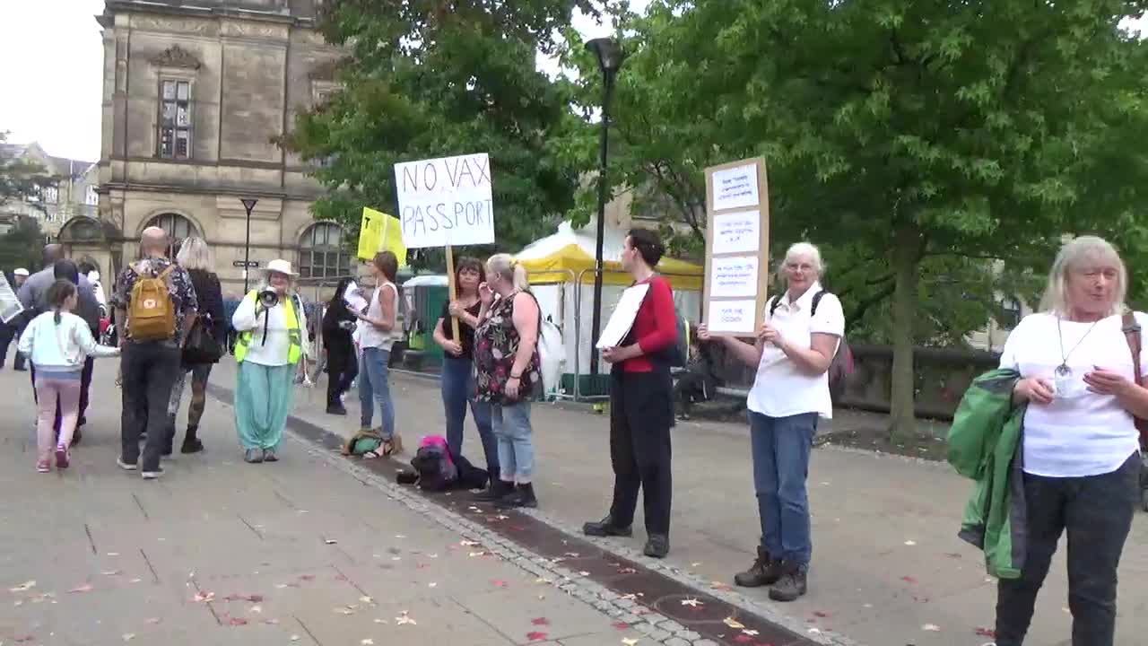 Hold the line Sheffield Pinstone St protest.