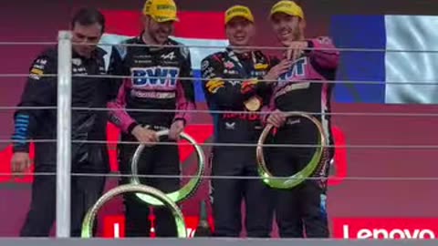 Max Verstappen receiving his trophy BrazilGP