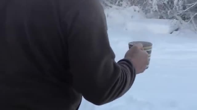 Thrown coffee turns instantly to Ice at -42 Celsius