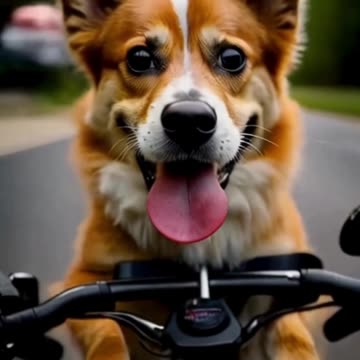 dog is driving motorbike