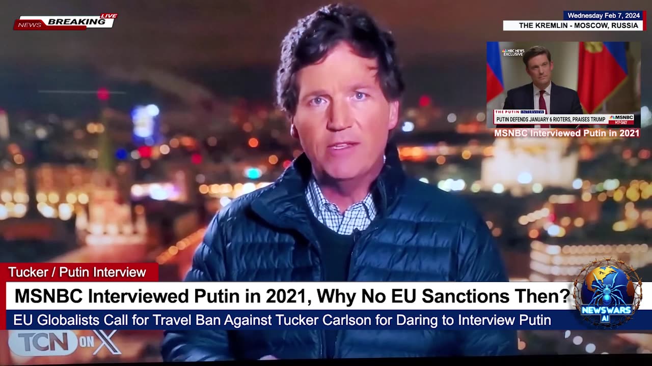 MSNBC Interviewed Putin in 2021, Tucker Under EU Sanctions for 2023 Interview?