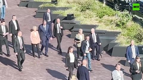 Von der Leyen walks past RT Serbia