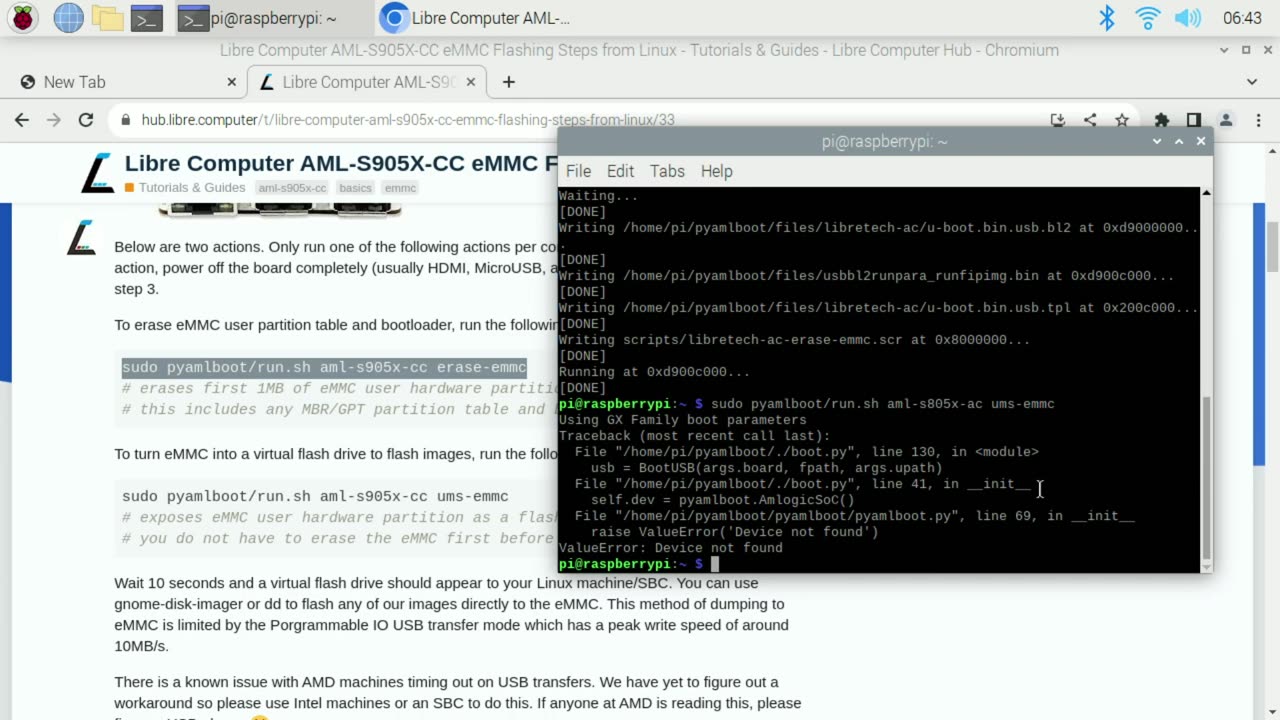 Installing an OS on an eMMC running on the Libre Computer AML-S805X-AC (La Frite).