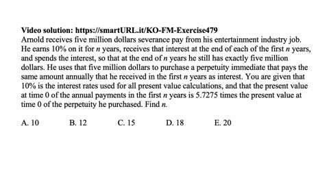 Exam FM exercise for February 25, 2022