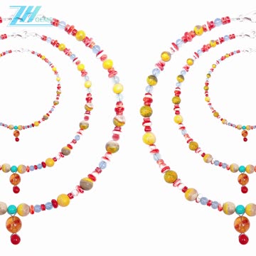 Natural turquoise Citrine bumble bee Milky Blue Aquamarine onyx gemstone necklace01