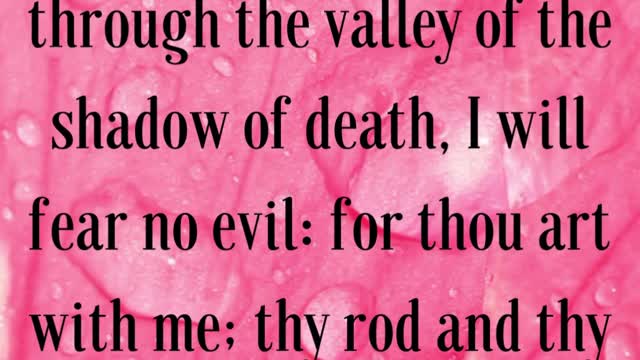 BIBLE VERSE FOR THE DAY... Yea, though I walk through the valley of the shadow of death...