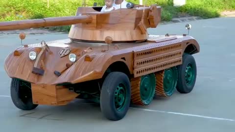 Wow😯😯, Dad builds a wooden tank for his son