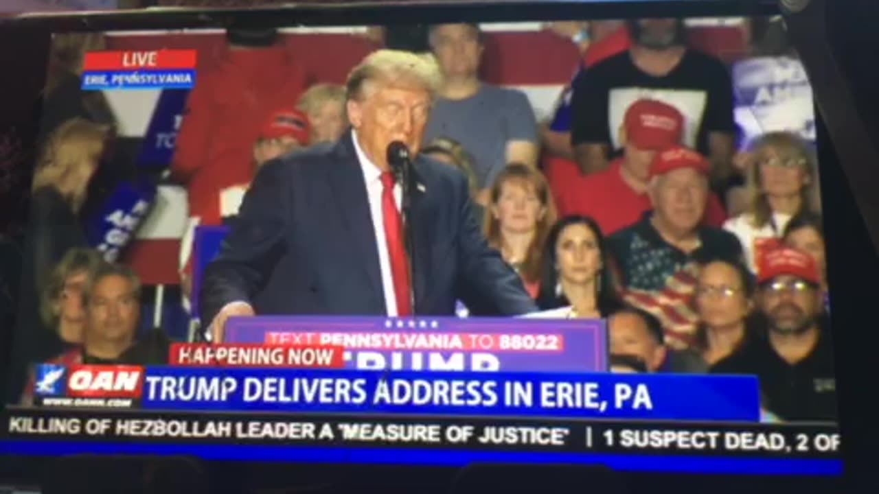 🦅OANN Nancy Pelosi & VISA insider trader criminal Erie Pennsylvania Trump rally Sunday 03:23 pm