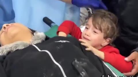 The moment a desperate child finally finds his mother in a hospital