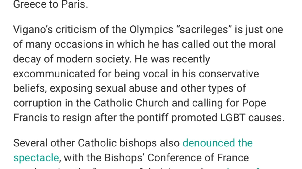 Archbishop Vigano calls wives of Macron and Obama MEN in statement condemning sacrilegious Olympics