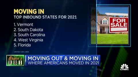 USA - Top 5 states with most residents leaving & top 5 states they moved to in 2021