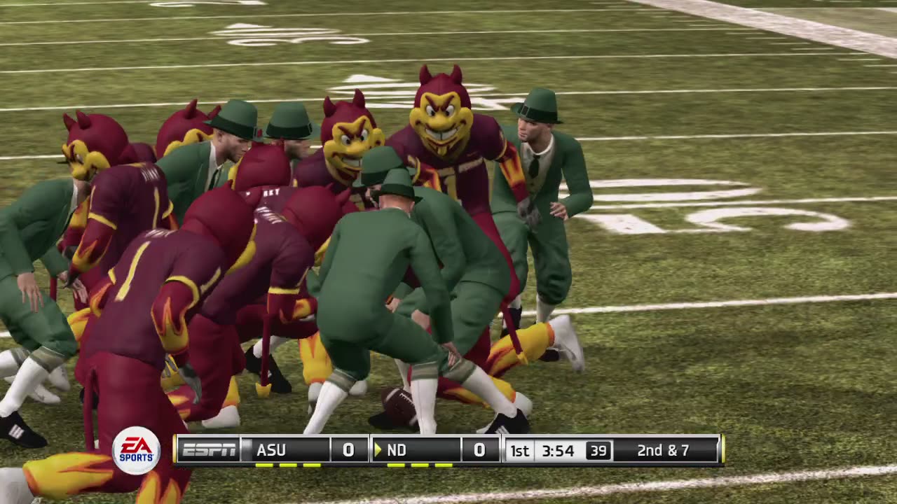 NCAA Football11 (Ps3) Arizona State Sparky vs Notre Dame The Leprechaun Part1