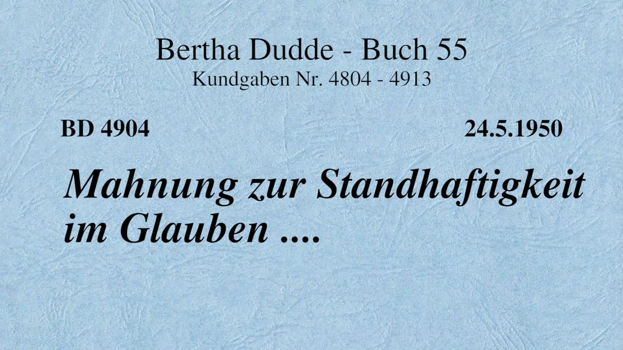 BD 4904 - MAHNUNG ZUR STANDHAFTIGKEIT IM GLAUBEN ....v