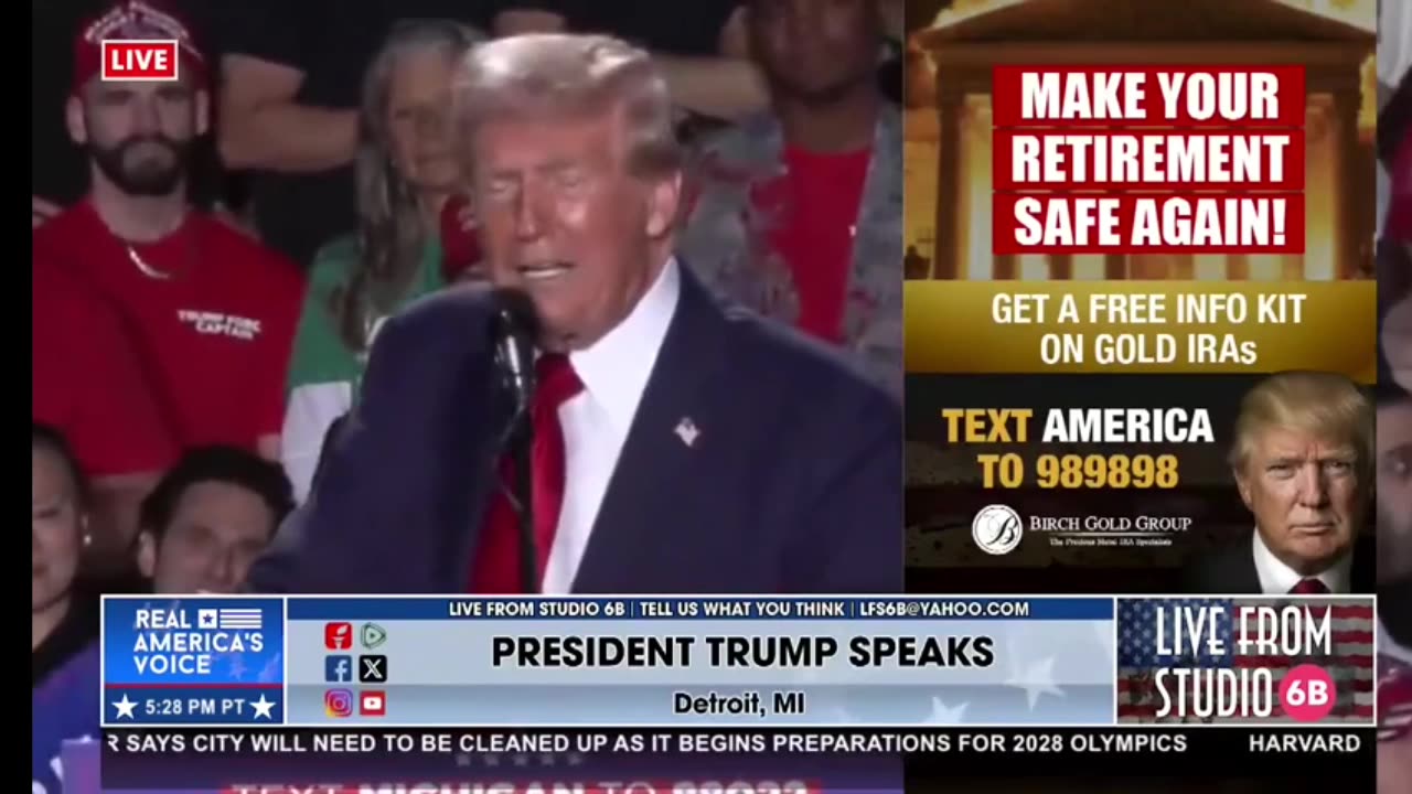 Donald J Trump speaking at Detroit Rally 10/18/2024