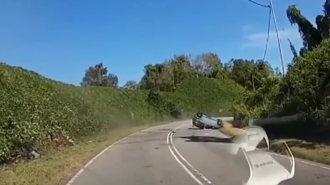 Lucky to walk away from flipped car