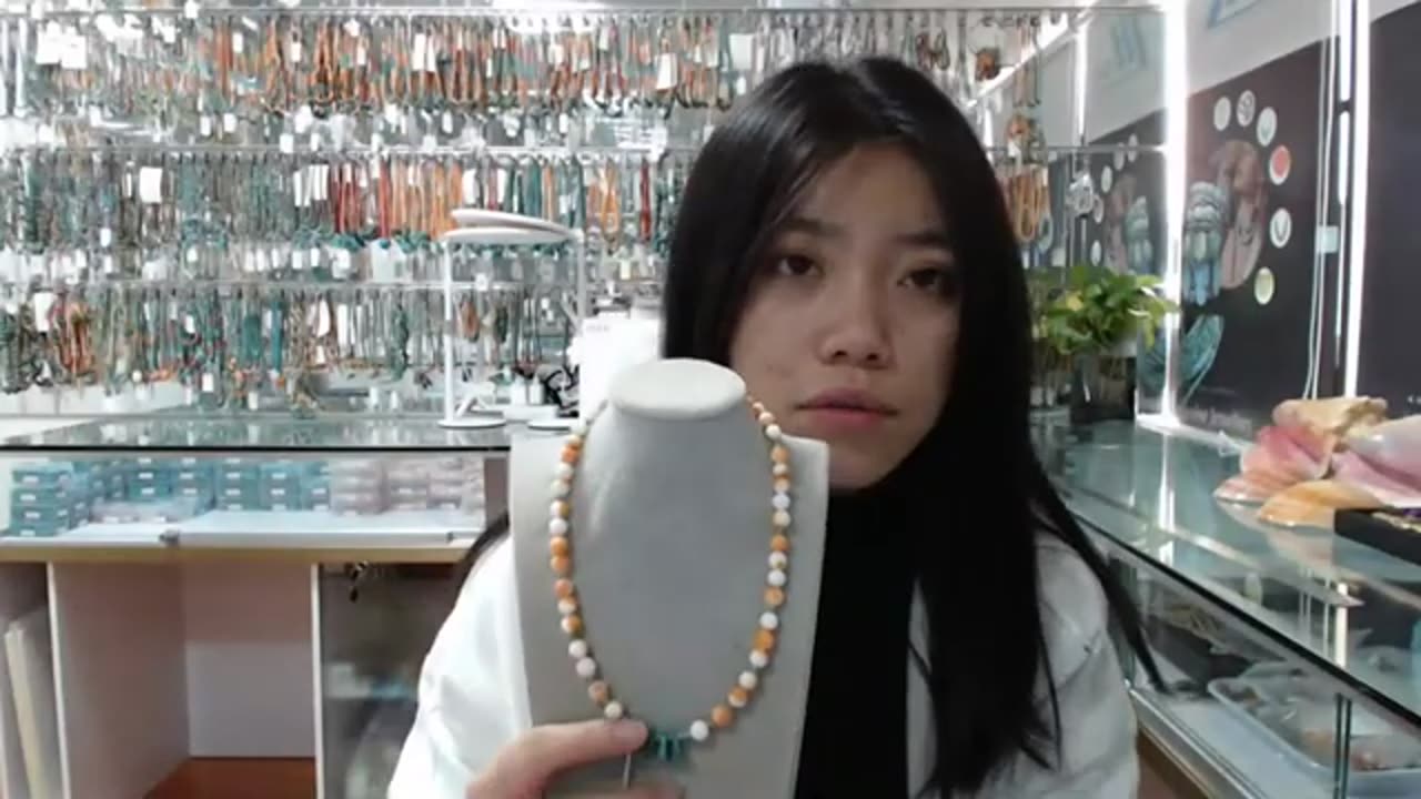 20240105-01 Natural turquoise and pearl with Prehnite smooth beads gemstone necklace