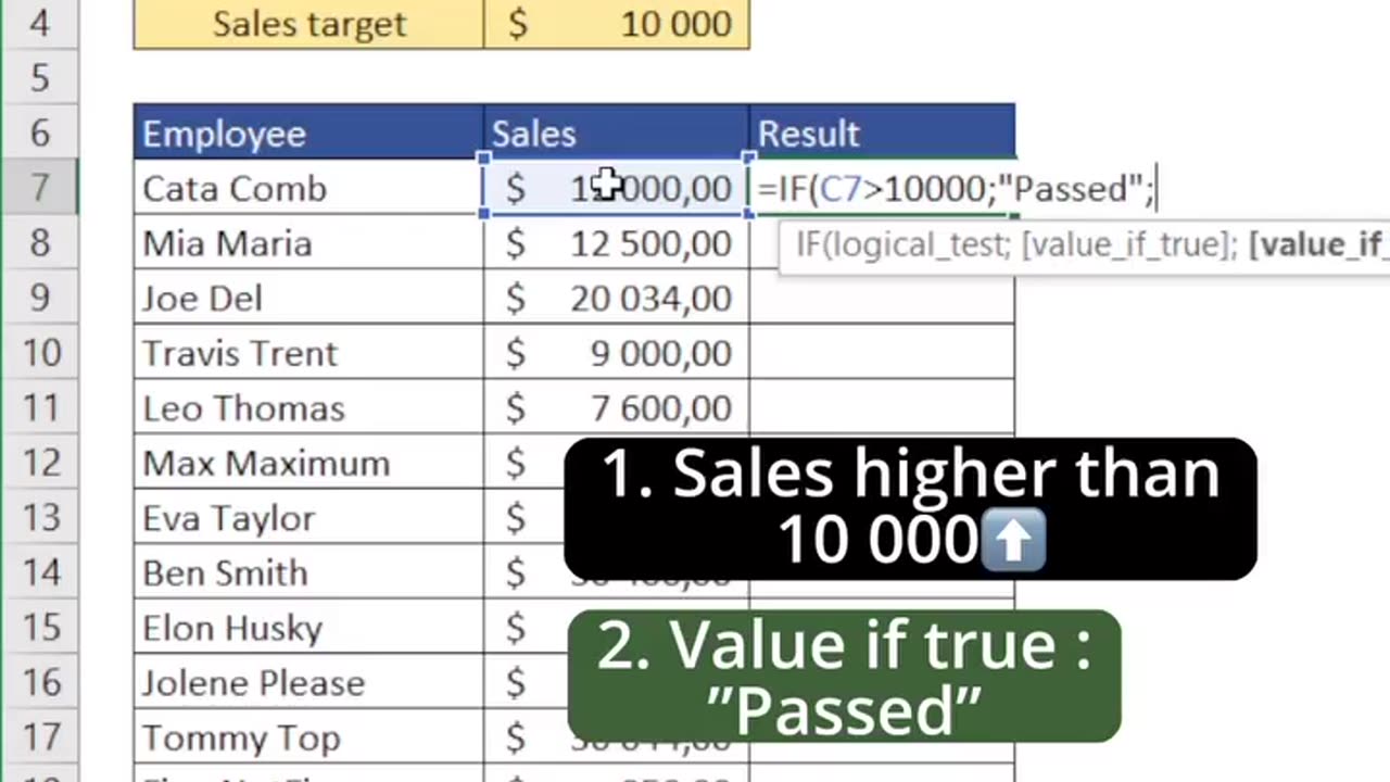 How to use If function runs a logical test and returns one for TRUE result, and 2nd for a FALSE