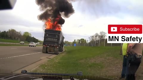 State Troopers Dashcam; Metal Recycling Truck Fire, 2021