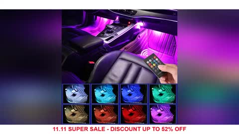 LED Car Foot Light Ambient Lamp With USB Wireless Remote Music Control Multiple Modes Automotive