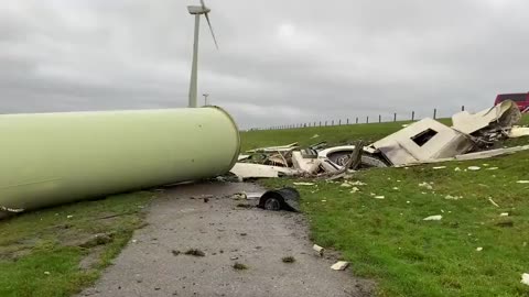 Huge wind turbine crashes to the ground due to... the wind