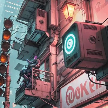 Cyberpunk Violin Rock Showdown: Epic Street Concert!