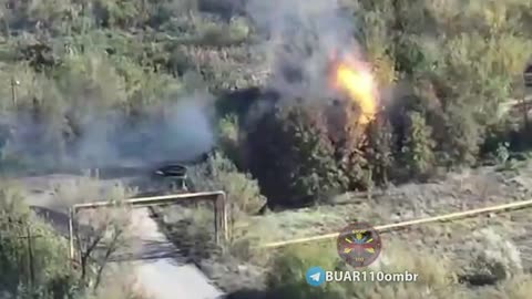 Burning Russian APC Crashes and Flames Out