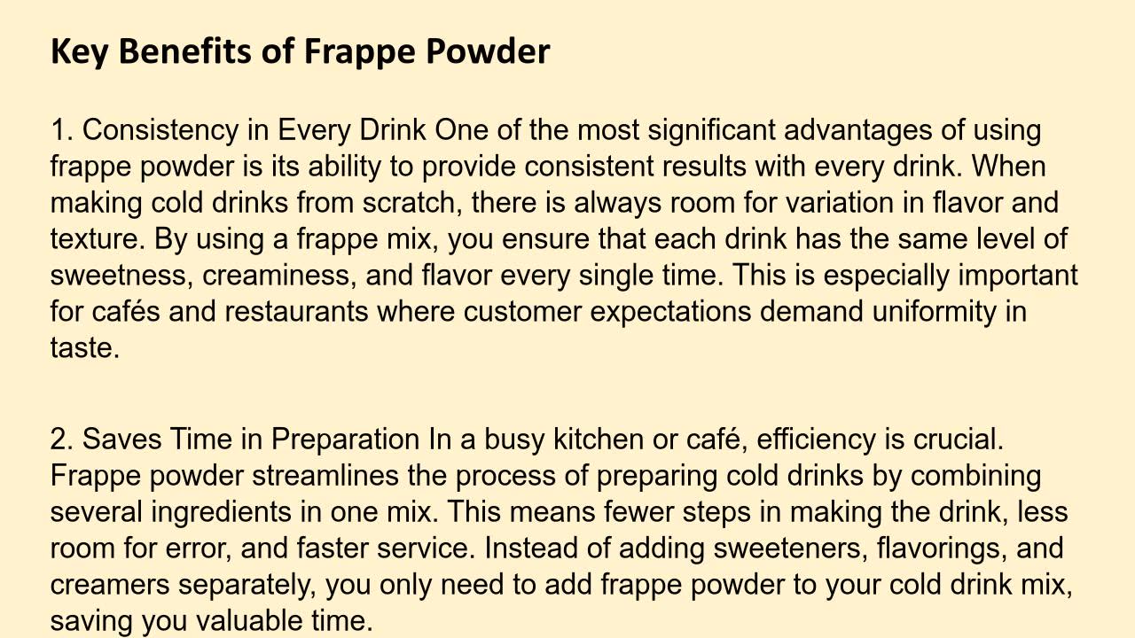 Why Frappe Powder is Essential for Creating Consistently Delicious Cold Drinks