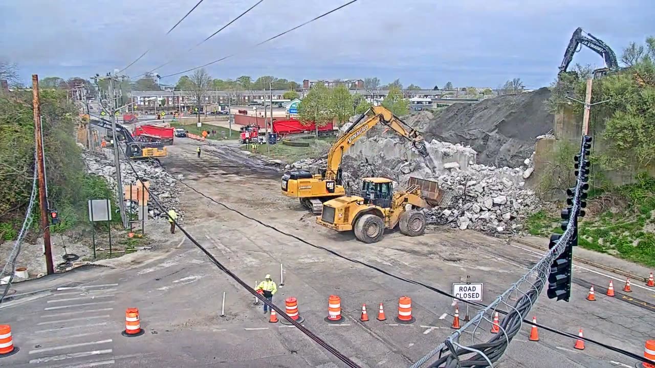 timelapse of the demolition of the old Rt. 138 overpass on Admiral Kalbfus Road