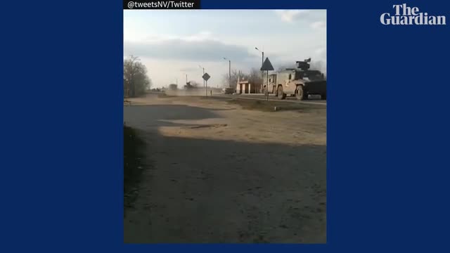 Video shows Ukrainian ‘tank man’ trying to block Russian military convoy