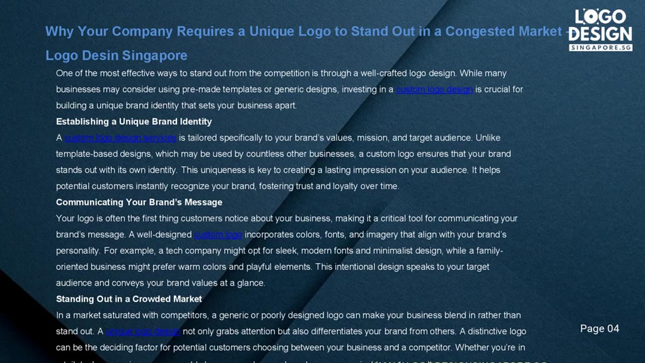 Why Your Company Requires a Unique Logo to Stand Out in a Congested Market — Logo Desin Singapore