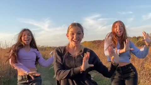 Three Lively Girls With Blue Sky