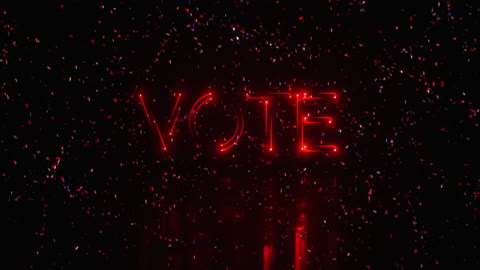 Red Neon VOTE Title Background Sign and Confetti with 10 second Loop