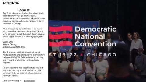 ➡️BUSTED!! Kamala pays Influencers & Celebs $20K to Attend DNC Chicago