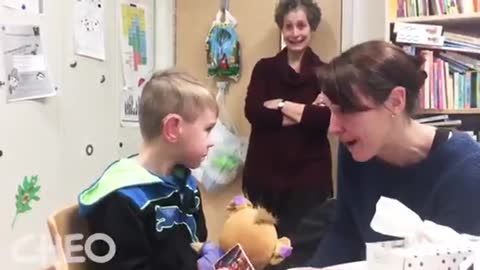 4-year-old Dylan hears his mom’s voice for the first time.