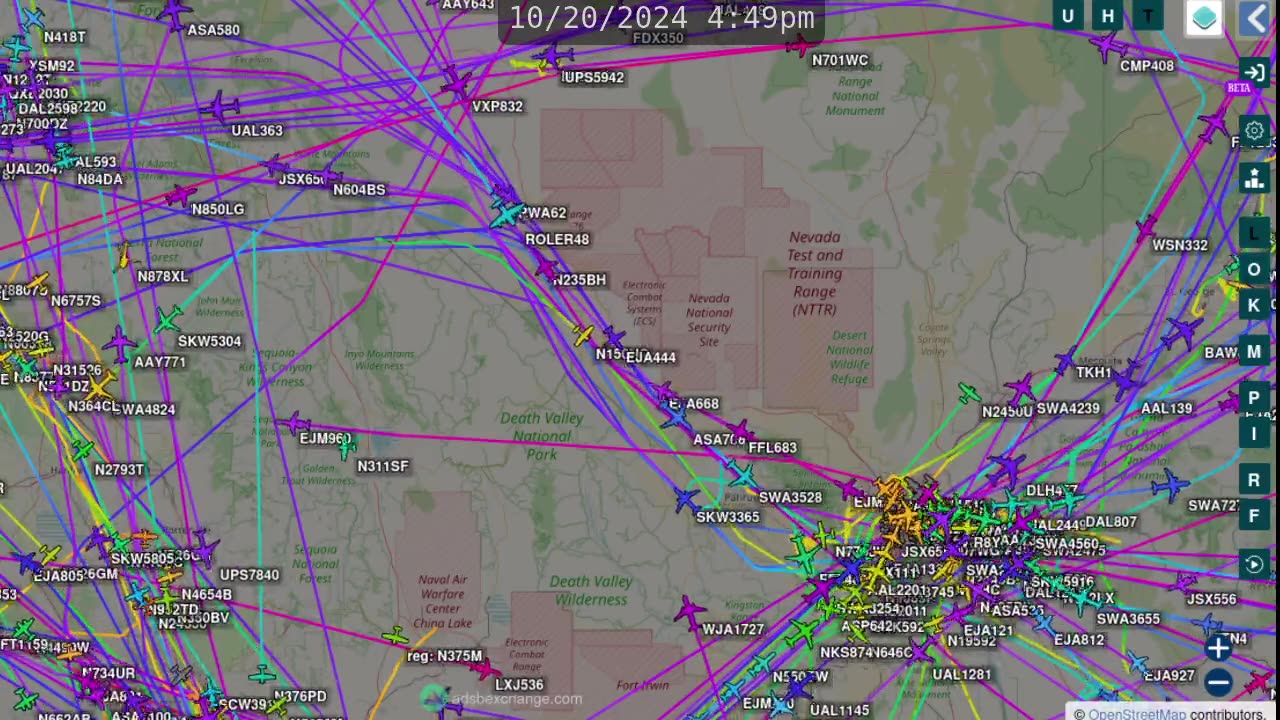 Area 51 Airplane Traffic Time Lapsed - No audio - Oct 25th 2024 -