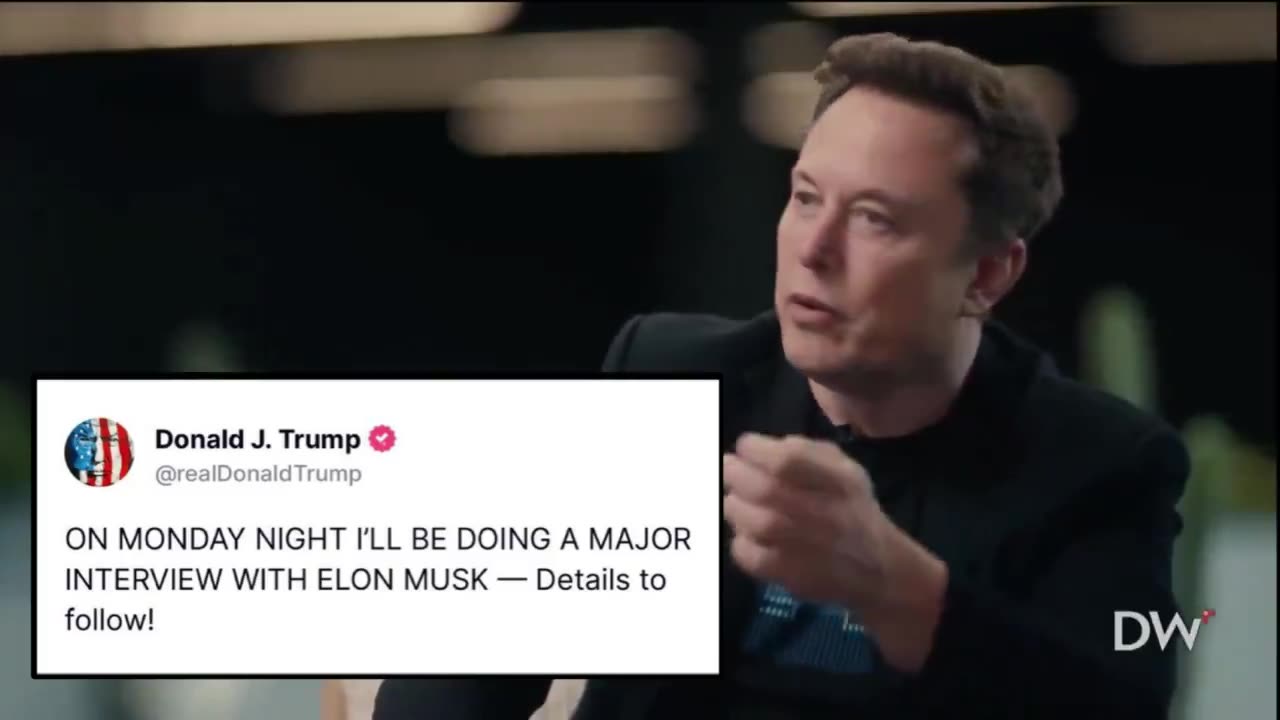 Donald Trump announces he will be doing an interview with Elon Musk next Monday