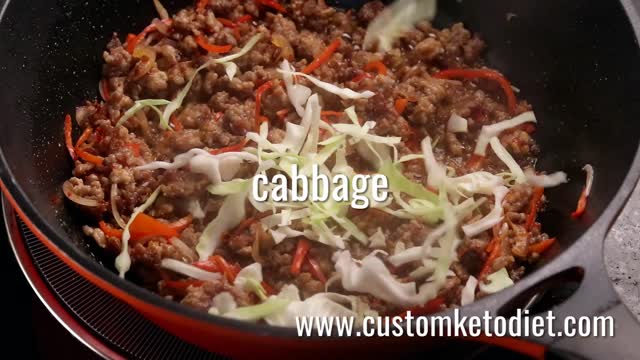 1 Keto Chili blackbean pork cabbage stir fry