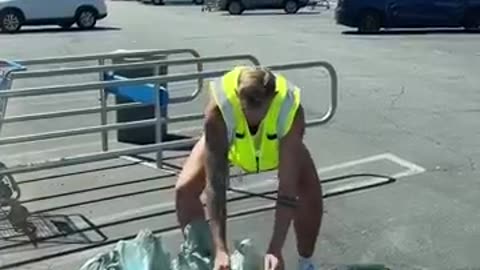 Man picks up groceries on a skateboard 😱 he even got a watermelon! How will he get it home?