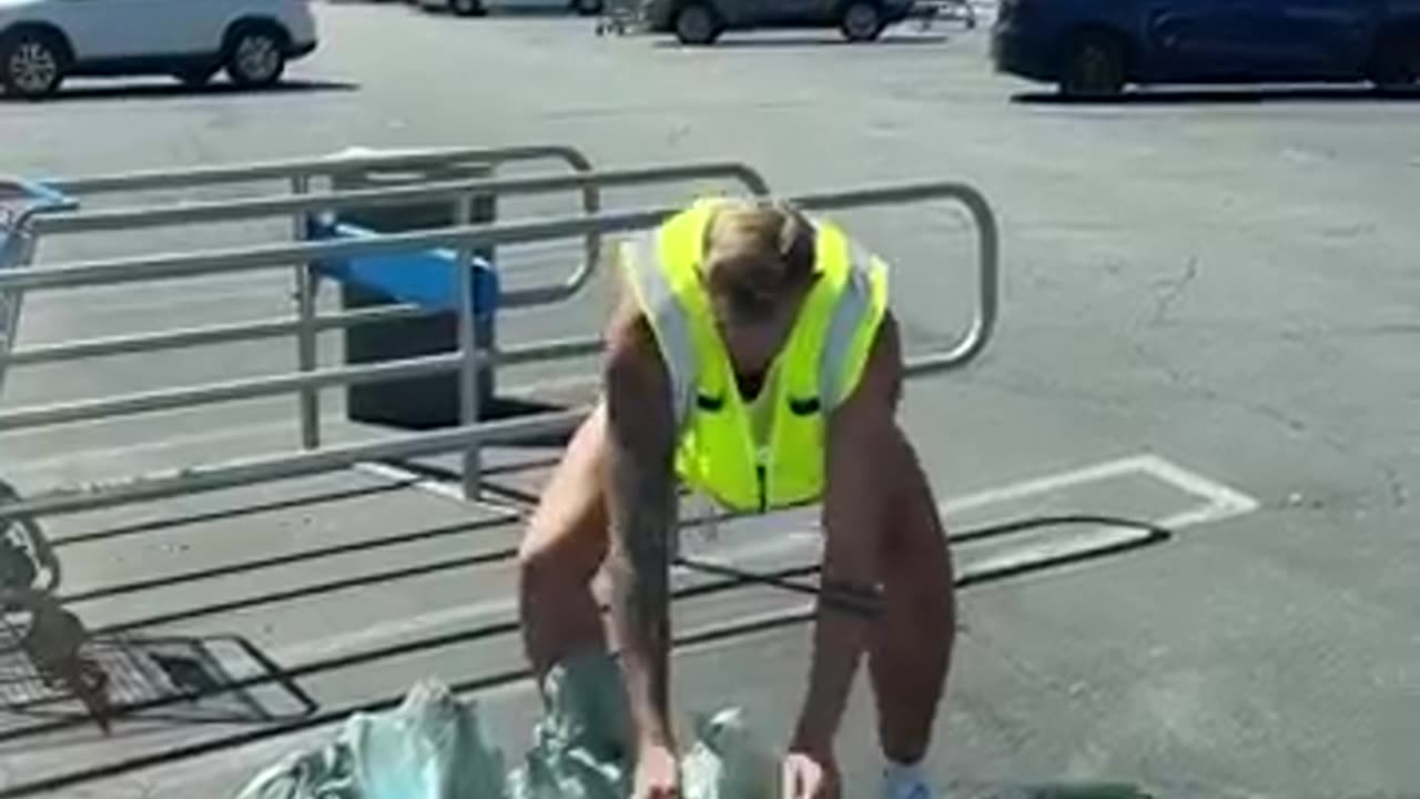 Man picks up groceries on a skateboard 😱 he even got a watermelon! How will he get it home?