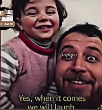 A father is trying to trick his daughter into thinking that the bombing is a game😭😭