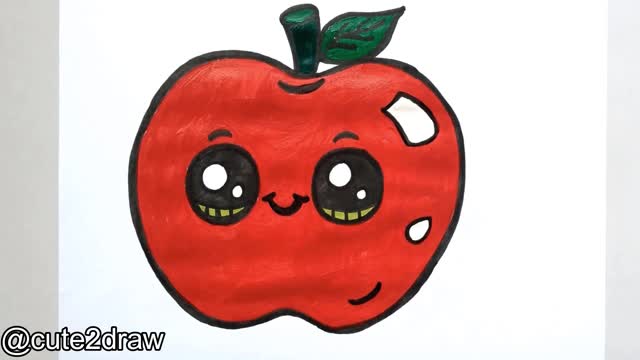 How To Draw A Cute Apple | How To Draw And Color A Cute Apple 🍎