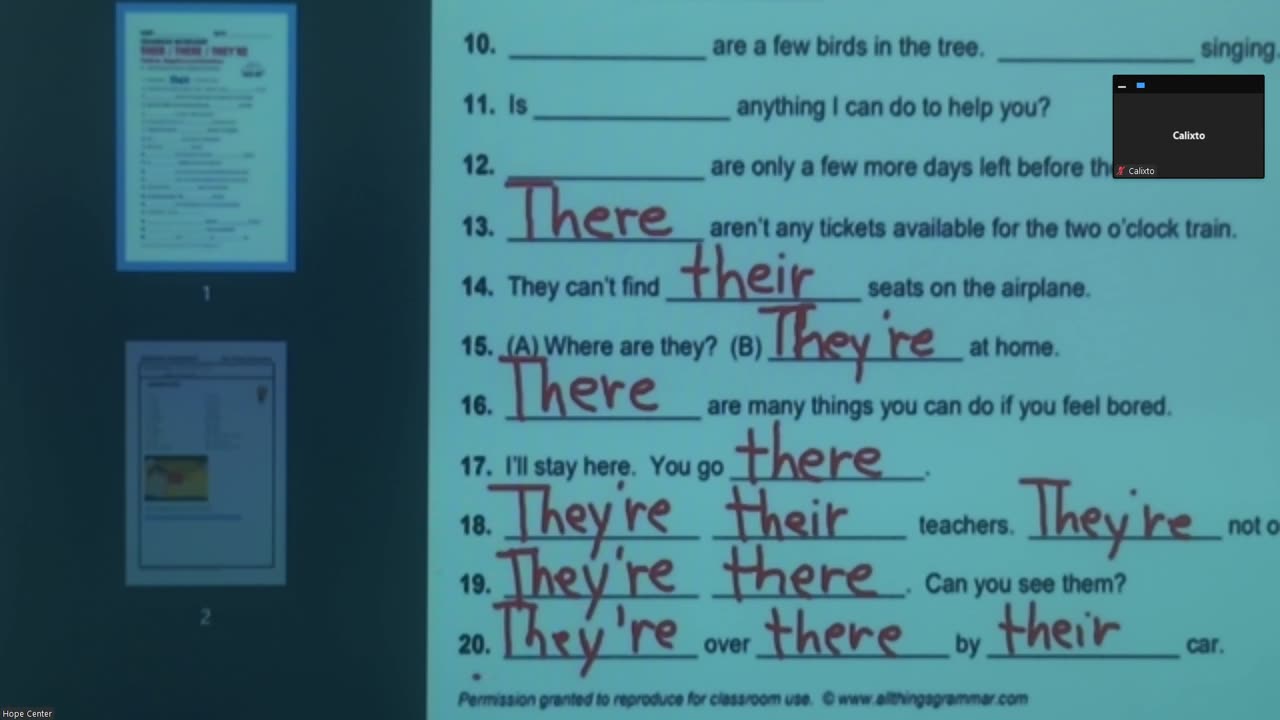 9/4/24 There, Their and They're Allí, ellos y ellos son