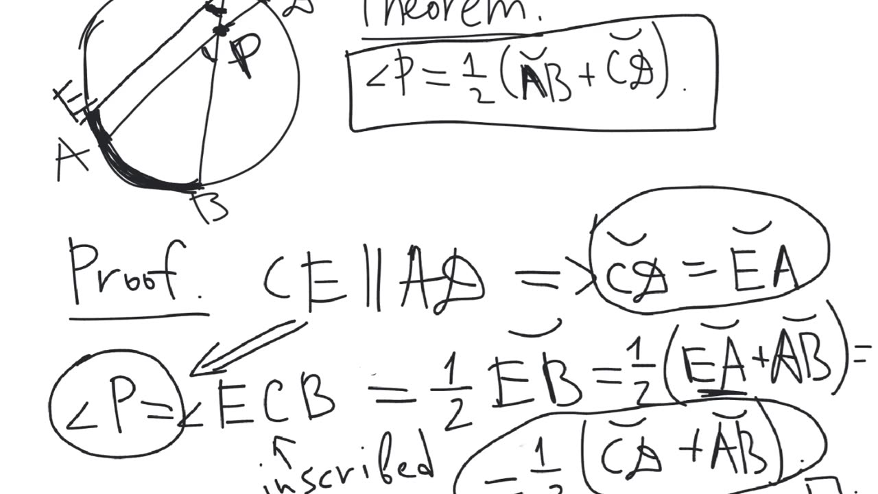 The angle intersecting a circle with the vertex inside the circle