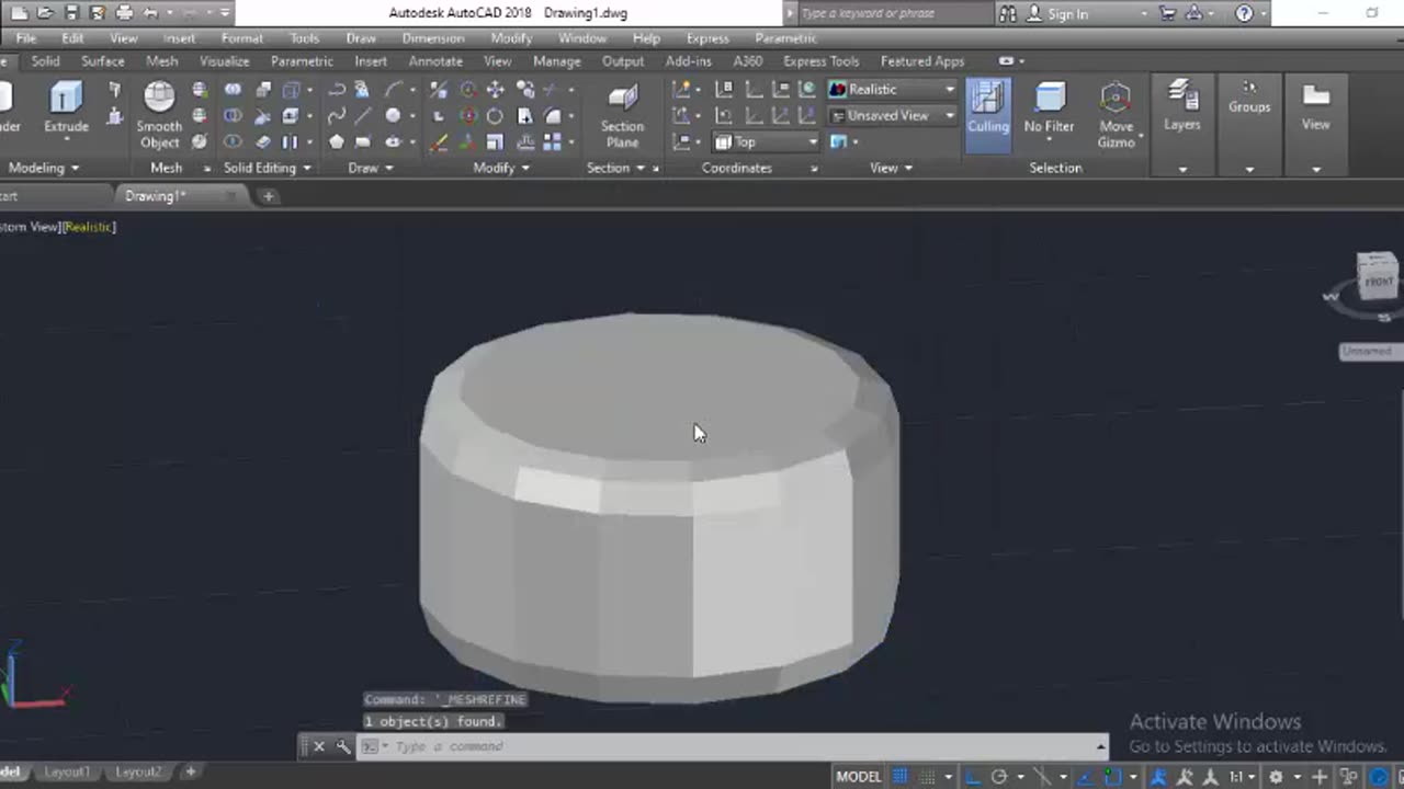 3D Cylinder Mesh Refine Smooth Drawing on AutoCAD by Masroor Khan For Beginners